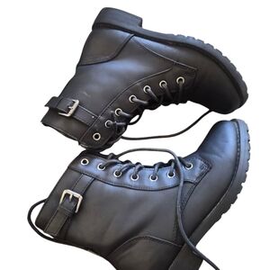 Place Black Lace-Up Girl Ankle Boots Size1